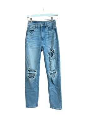 American Eagle Stretch Distressed Mom Jeans Size 000